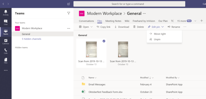 Teams Real Simple with Pictures: New Files Experience – Pinning Team&nbsp;Files