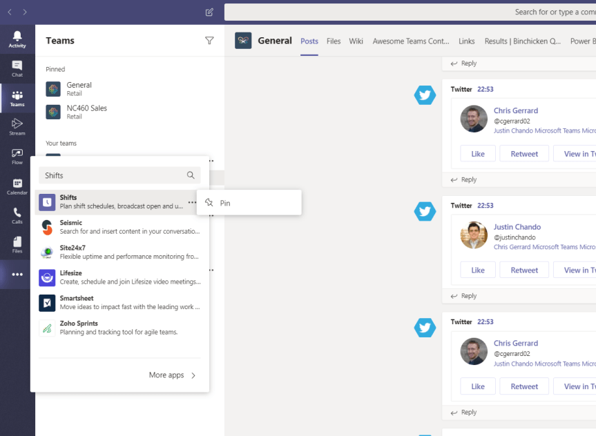 Teams Real Simple with Pictures: Pinning Apps to the App&nbsp;Bar