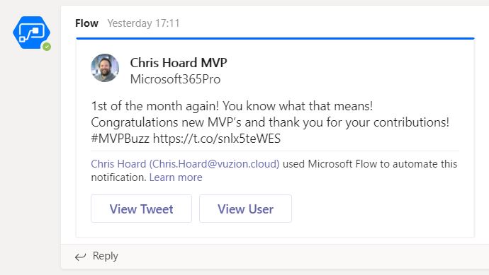 Teams Real Simple with Pictures: Twitter integration with Power Automate post connector&nbsp;retirement
