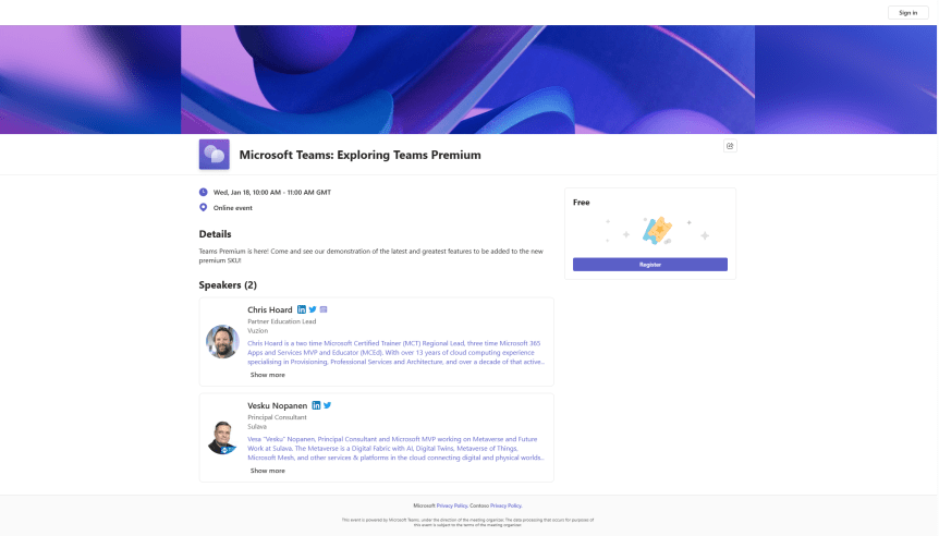 Teams Real Simple with Pictures: The New Webinar Experience with Teams Premium, Custom Event Policies, Privacy Statement and using Advanced Security in&nbsp;Webinars