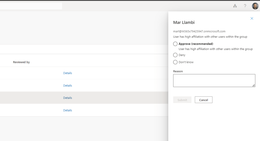 Teams Real Simple with Pictures: User-to Group Affiliation, or Using Machine Learning to provide Access Review recommendations of Team&nbsp;Members
